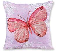 Diamond Dotz Coussin Papillon Abricot Kit de Peinture au Diamant, Résine, Blanc, 17,7 x 17,7cm