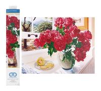 Kit de peinture au diamant, roses par la fenêtre