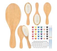 Kit de peinture brosses à cheveux en bois, DIY Kit de peinture brosses à cheveux, loisirs créatifs pour décoration de peignes en bois, pour artistes adultes, femmes, débutants, arts de loisirs