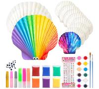 Kit de Peinture Coquillages pour Enfants Bricolage d'artisanat Cadeau Anniversaire Fille et Garcon de 4 5 6 7 8 9 10 11 12 ans Grand Naturelles Coquille à Peindre Jouet Créatif Travaux Manuelle