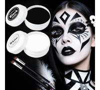 Kit de Peinture Corps Visage Noir et Blanc, 100g Maquillage Halloween Peinture Visage Noir Blanc, Peinture de Visage pour Halloween, avec Pinceau de Maquillage pour Halloween Clown Art Theatre Cosplay