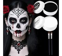 Kit de Peinture Corps Visage Noir et Blanc, Peinture Corporelle Noir (50g) et Blanc (50g), Professionnel Kit Maquillage Halloween Enfant Adulte Femme,pour Cosplay, Halloween, Scène, Clown