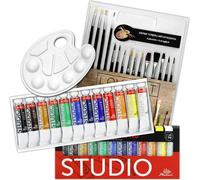 Kit de peinture - Couleurs acryliques Phoenix 12x12 ml, pinceaux 15 pièces, palette