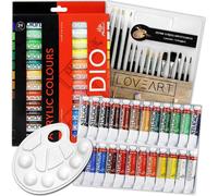 Kit de peinture - Couleurs acryliques Phoenix 24x12 ml, 15 pinceaux, palette