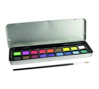 Kit de peinture d'aquarelle - Art Créatif - Boite métal - 18 aquarelles - 1 pinceau - Mixte