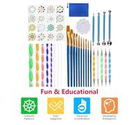 Kit de PEINTURE de Roche, 44 Pièces Mandala Dotting Tools Tools Dotting Dot Art PEINTURE PALIQUES PALLETS BALL PAYETS PIBLES POUR LA PERLE Nail Mandala Arts Dessinant l'activité de Décoration
