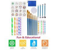Kit de PEINTURE de Roche, 44 Pièces Mandala Dotting Tools Tools Dotting Dot Art PEINTURE PALIQUES PALLETS BALL PAYETS PIBLES POUR LA PERLE Nail Mandala Arts Dessinant l'activité de Décoration