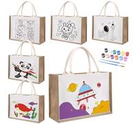 Kit de Peinture de Sac Fourre-DIY Bricolage,Sacs Fourre Colorés Avec Pinceaux,Peintures et Sac en Toile Pour Enfants et Adultes Pour Faire un Cadeau Personnalisé Pour Les Petits-Enfants(Style I)