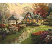 Kit de peinture diamant 5D à faire soi-même avec strass Abonty - Maison d'arbre et de fleurs - Paysage en forêt - Peinture avec diamants en cristal (maison)