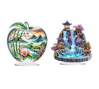 Kit de peinture diamant 5D à faire soi-même, décoration de bureau en forme de fleur irrégulière pour la maison, le bureau, point unilatéral - 2 pièces - A