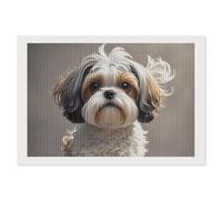 Kit de peinture diamant 5D à faire soi-même pour adultes et débutants - Motif chien Shih Tzu rond - Peinture à pois en diamant - Décoration murale pour la maison et le bureau - 20,3 x 30,5 cm