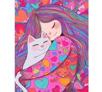 Kit de peinture diamant 5D à faire soi-même pour adultes - Motif chat - Décoration murale - 45 x 55 cm