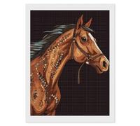 Kit de peinture diamant 5D à faire soi-même pour adultes - Motif cheval marron - Pour débutants - Décoration d'intérieur et de bureau - 30,5 x 40,6 cm