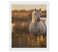 Kit de peinture diamant 5D à faire soi-même pour adultes - Motif de cheval véritable - Pour débutants - Décoration de maison et de bureau - 40,6 x 50,8 cm