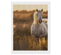 Kit de peinture diamant 5D à faire soi-même pour adultes - Motif de cheval véritable - Pour débutants - Décoration de maison et de bureau - 30,5 x 40,6 cm