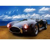 Kit de peinture diamant 5D à faire soi-même pour adultes - Motif voiture cobra antique (50 x 80 cm) - Kit de broderie au point de croix - Décoration murale d'intérieur