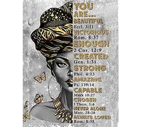 Kit de peinture diamant 5D à faire soi-même pour adultes - Peinture diamant afro-américaine - Décoration murale noire - Motif reine papillon - 30 x 40 cm