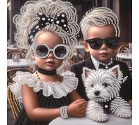 Kit de peinture diamant 5D à faire soi-même pour tout-petits avec Westie - Décoration d'intérieur - 30 x 29 cm