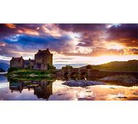 Kit de peinture diamant 5D avec strass - Château d'Eilean Donan - Écosse - Kit complet de broderie au point de croix - Fournitures d'images - Décoration murale - Cadeau de Saint-Valentin - 50 x 60 cm