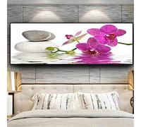Kit de Peinture Diamant 5D Complet Grande Orchidée en pierre DIY Diamond Painting pour Adultes Canevas Toile Broderie Point De Croix Diamant Art pour la Décoration Murale à la Maison Round 40x120cm