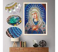 Kit de peinture diamant 5D de forme spéciale pour adultes et enfants, Awesocrafts Religion Vierge Marie - Perçage partiel - Peinture par numéros avec diamants (Vierge Marie)