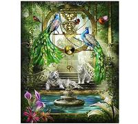 Kit de peinture diamant 5D DIY, Tigre Oiseau Paon Broderie diamant painting,Peinture par numéro Diamond painting Strass Point de Croix Arts Maison Décoration Murale 25x30cm/10x12inch Square drill