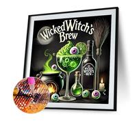 Kit de peinture diamant 5D Halloween DIY avec perles rondes pour décoration intérieure murale