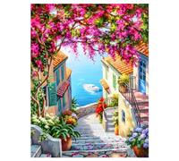 Kit de Peinture Diamant 5D JU7CER pour Adultes - Paysage Marin | Activité DIY Facile pour Débutants | Point de Croix Cristal | 30×40cm (12×16 Pouces)