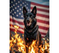 Kit de peinture diamant 5D motif berger allemand noir drapeau des États-Unis à faire soi-même - Broderie diamant par numéro - Arts et travaux manuels pour salon - Décoration murale - 30 x 40 cm