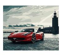 Kit De Peinture Diamant 5D Par Numéro,Voiture De Sport Ferrari,Zyysyzsh Diamond Painting Broderie Au Point De Croix Strass Complet Décoration Murale Cadeau D'Anniversaire (40X50Cm)