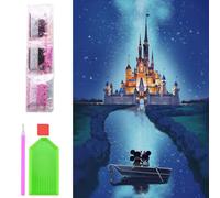 Kit de peinture diamant 5D par numéros à faire soi-même - Broderie diamant en cristal - Pour décoration murale et détente (château, 30 x 40 cm)