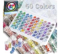 Kit de peinture diamant 60 couleurs avec récipients de rangement pour peinture diamant, accessoires de peinture diamant, 90 000 strass ronds à dos plat pour accessoires et outils d'art diamant
