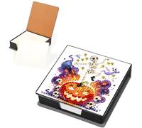Kit de peinture diamant à faire soi-même, boîte à notes en bois avec 160 feuilles, support de bloc-notes de bureau pour la maison, le bureau, les vacances, Halloween, crâne