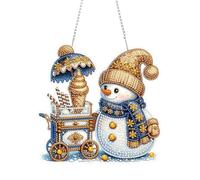 Kit de peinture diamant à faire soi-même, couronne de strass, diamants de Noël, décoration de fenêtre, maison, jardin, kits de suspension murale (diamant simple face) - Bonhomme de neige-2