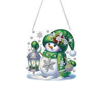 Kit de peinture diamant à faire soi-même, couronne de strass, diamants de Noël, décoration de fenêtre, maison, jardin, kits de suspension murale (diamant simple face) - Bonhomme de neige-6