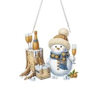Kit de peinture diamant à faire soi-même, couronne de strass, diamants de Noël, décoration de fenêtre, maison, jardin, kits de suspension murale (diamant simple face) - Bonhomme de neige-1