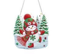Kit de peinture diamant à faire soi-même, couronne de strass, diamants de Noël, décoration de fenêtre, maison, jardin, kits de suspension murale (diamant simple face) - Bonhomme de neige-3