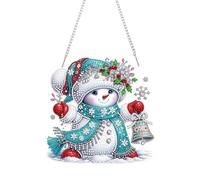 Kit de peinture diamant à faire soi-même, couronne de strass, diamants de Noël, décoration de fenêtre, maison, jardin, kits de suspension murale (diamant simple face) - Bonhomme de neige-7