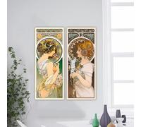 Kit de peinture diamant Alphonse Mucha《Plume et Primevère, 1899》 DIY 5D Full Drill Diamond Dots Paintings Picture Arts Home Wall Decor