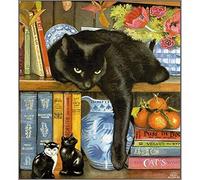 Kit de peinture diamant avec outils - Meecaa - Chat noir - Fleur - Livre - Fruits - DIY - 5D - Point de croix - Mosaïque - Artisanat - 40 x 40 cm (Cat 2)
