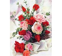 Kit de Peinture Diamant Broderie 5D DIY Une rose Diamond Painting Strass Point de Croix Diamant Art Craft pour Salon Chambre Home Décoration Mural (Round Drill,40x50cm/16x20inch)