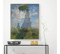 Kit de peinture diamant Claude Monet - Femme avec un parasol Madame Monet et son fils - À faire soi-même - 5D - Peinture à pois - Décoration murale