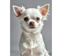 Kit de Peinture Diamant Complet,5D Chihuahua blanc Diamond Painting pour Adulte,Chien Animal DIY Rond 40x60cm Broderie Diamant Canevas Diamant Arts Artisanat pour Salon Chambre Murale Décoration