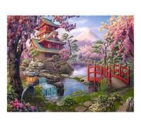 Kit De Peinture Diamant DIY 5D, Temple des fleurs de cerisier 60x90cm DIY Broderie Diamant Painting Par Peinture Numéro Cristal Strass Image Arts Artisanat Pour La Maison Décoration Murale Cadeau