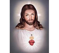 Kit de peinture diamant Jésus par numéros - Kit de peinture diamant 5D - Jésus religieux - Peinture à pois ronds - Artisanat - Décoration d'intérieur - 30 x 40 cm (JS-1)