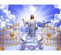 Kit de peinture diamant Jésus par numéros - Kit de peinture diamant 5D - Jésus religieux - Peinture à pois ronds - Artisanat - Décoration d'intérieur - 30 x 40 cm (JS-2)