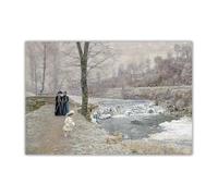 Kit de peinture diamant Marie Francois Firmin Girard sur les rives du Sornin en hiver à faire soi-même 5D Full Drill Points Peinture tableau Art Décoration murale