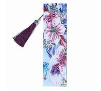 Kit de Peinture Diamant Marque-Pages, Broderie Diamant 5D avec Glands en Cuir, Motifs Papillons et Fleurs, Accessoires de Lecture Décoratifs, Cadeau Loisirs Créatifs pour Enfants