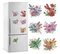 Kit de peinture diamant océan et jardin - 6 aimants de forme spéciale (cœur/libellule/seaturtle) pour décoration faite à la main
