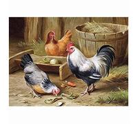 Kit de Peinture Diamant par Numéro Poule de ferme Broderie Diamant Kit Complet pour Enfant/Adulte,Mosaïque Point de Croix Arts Craft Toile,Home Décoration Murale 40x50cm